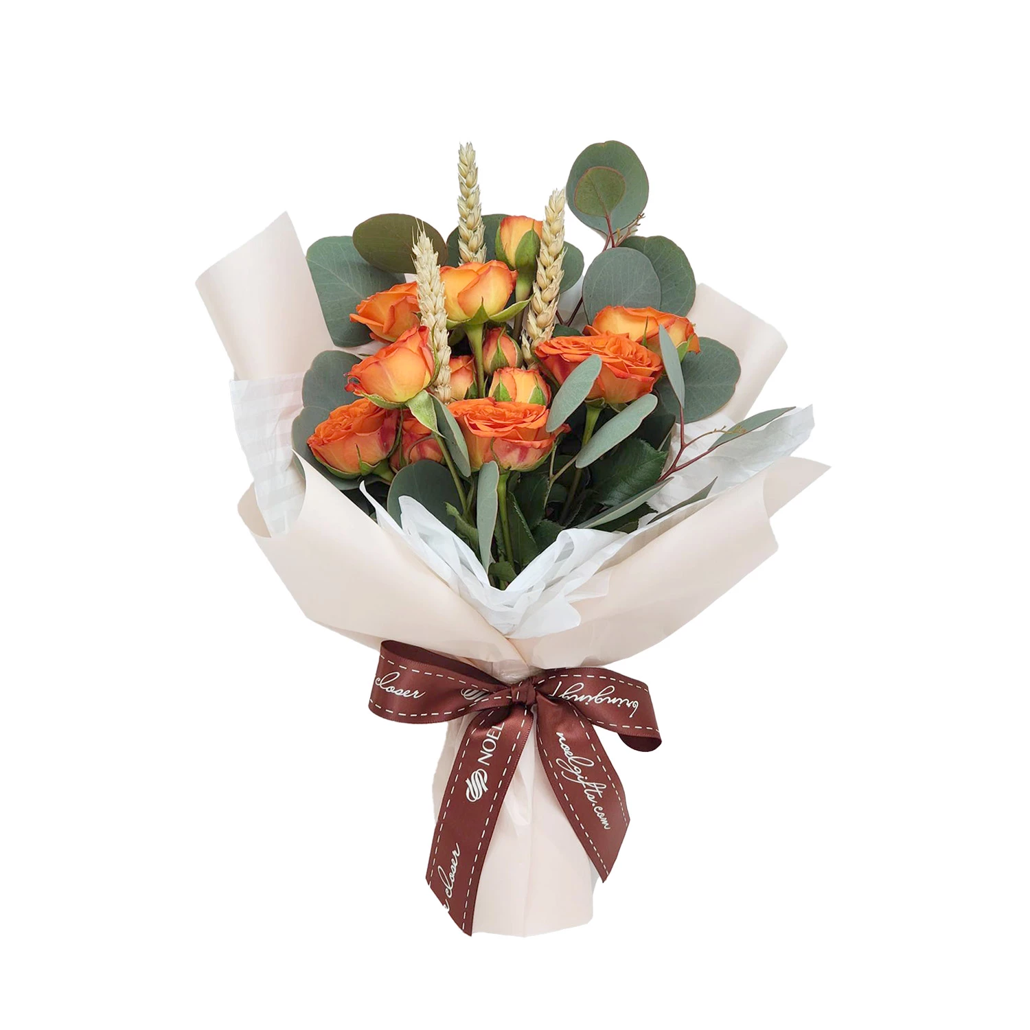 Orange Rose Charm Flower Bouquet - Petite Size