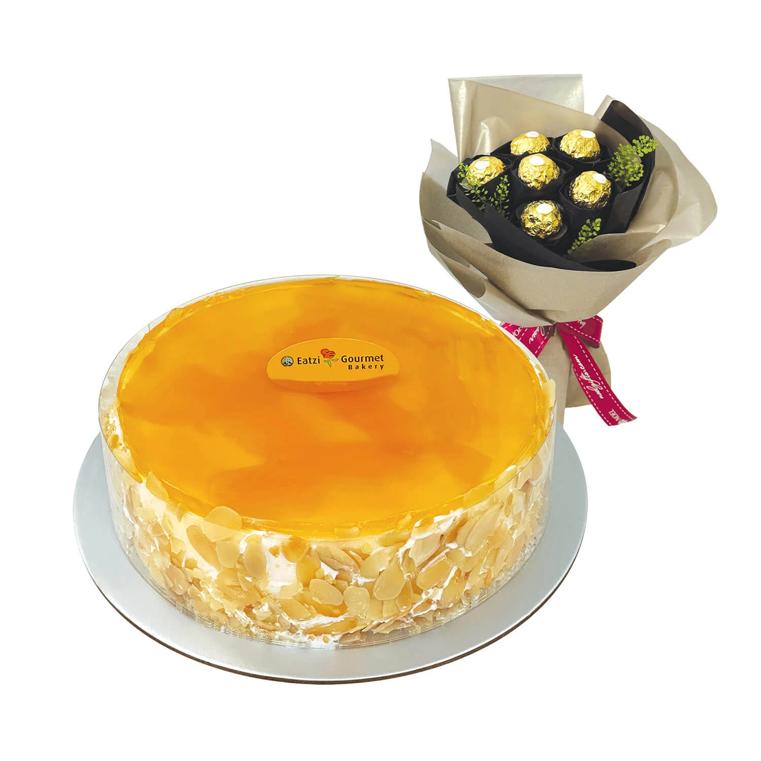 Eatzi Gourmet Mango Mousse Cake with Ferrero Rocher Bouquet