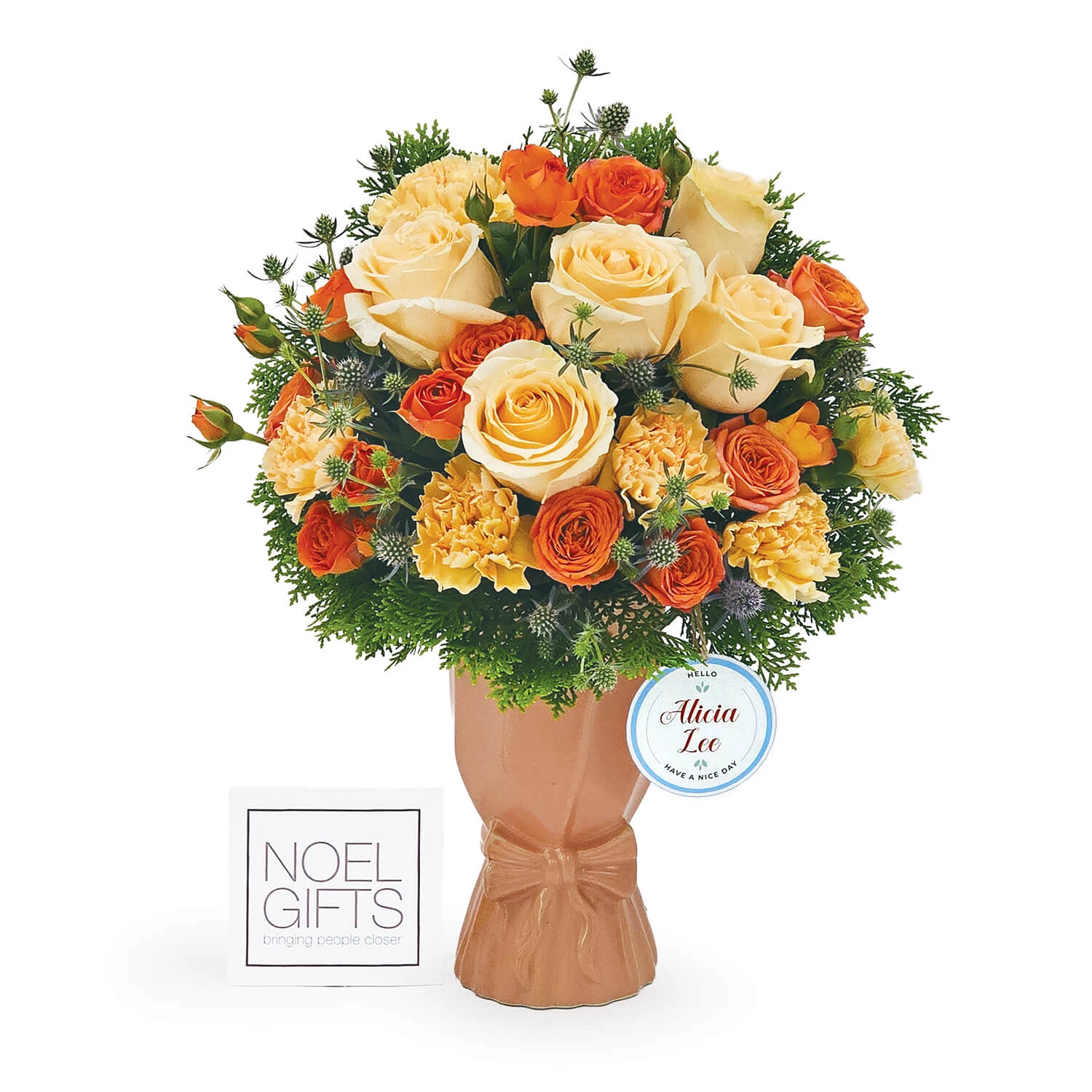 Amber Embrace – Personalised Floral Vase Arrangement
